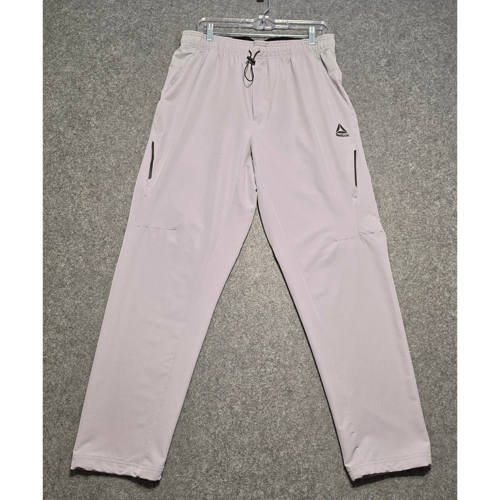 Reebok Mens Gray Athletic Training Pants Size Large RDM251PA31 Drawstring Bungee
